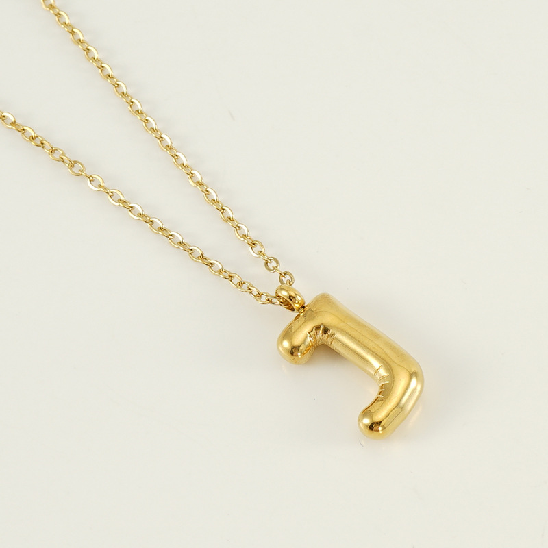 Gold / 1 pezzo semplice serie semplice lettera J acciaio inossidabile placcato oro 18K collane con ciondolo da donna Immagine10